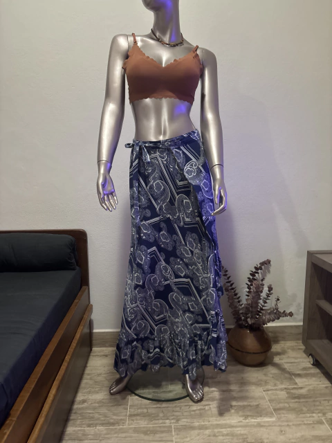 Saia loga de transpassar Lits M Com amarração Azul / Estampa branca