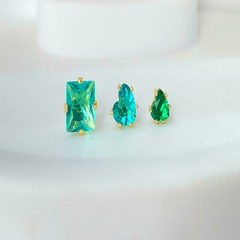 Trio de Zircônias Azul e Verde - comprar online