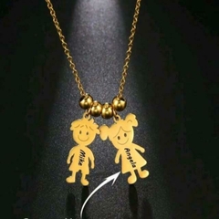 Colar Banhado Dourado Filhos Menino e Menina