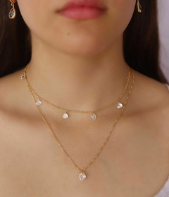 CHOKER CRISTAIS CORACOES BANHADO A OURO - comprar online