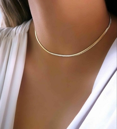 CHOKER MALHA BANHADO A OURO