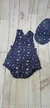 "Jardineira Conforto + boné: Estilo e Bem-Estar para o Seu Bebê!" " ( Nautico )