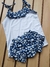"Conjunto Super Fofo: Regata babado e Calcinha Tapa Fralda Azul marinho com c/flor – Conforto e Estilo para o Bebê!"
