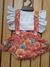 "Romper Cropped com calcinha e Faixa: Estilo e Charme para Sua Pequena!" (laranja flor 3D) -