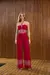 CALCA SARJA WIDE LEG BORDADA + TOP