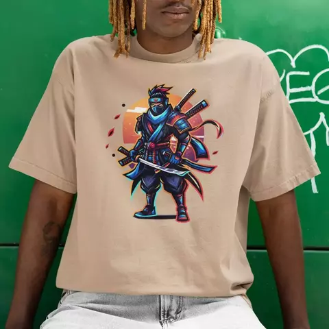 Camiseta Básica Masculina GuGi Ninja Samurai Ronin Shinobi Anime 100% Algodão