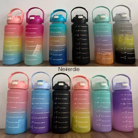 Garrafa squeeze de água 2L com canudo adesivo 2D E 3D - comprar online