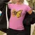 Camiseta Feminina De Borboleta Flor Girassol Baby Look Leve 100% Algodão - loja online