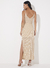 Vestido Midi Decote V Listrado Bege - comprar online