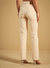 Calça Sarja Reta Bege - Cós Alto - comprar online