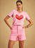 Camiseta Feminina Rosa Bubbaloo com Estampa de Coração