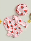 Roupa de banho - bebezinha no estilo Maiô, conjunto de 2 peças, estampas de moranguinhos