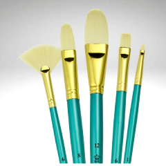 Set 5 Pinceles Menta RMEN-SET381 - Long Handle - Acrílico y Óleo