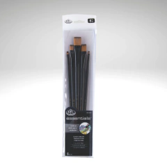 Set 5 Pinceles Planos Essentials RSET-4307 para Acrilico (Mango Largo) - Nikamavi