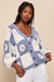 Cardigan Margaridas Azul - comprar online