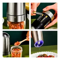 Moedor Elétrico Pimenta Sal Tempero C/ Sensor Gravidade Led - Donamora