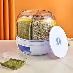Dispenser De Alimentos E Grãos Giratório Com 6 Divisões - comprar online