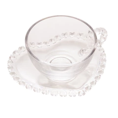 Xícara Para Chá Com Pires de Cristal de Chumbo Coração 170ml Lyor (5073)