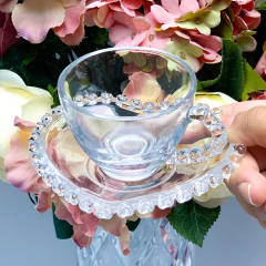 Xícara Para Chá Com Pires de Cristal de Chumbo Coração 170ml Lyor (5073) - comprar online