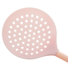 Kit Utensílios De Cozinha De Nylon Rosa Com Cabo De Aço Inox Rose Lyor (3989) na internet