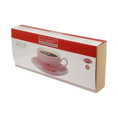 6 Xícaras Chá Com Pires De Porcelana Lamour Rosa 160ml (6271) - loja online