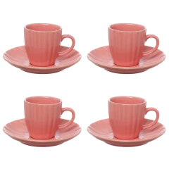 Conjunto Café Bella Rosa 90ml 4 Xicaras e 4 Pires Hauskraft (6427) - comprar online