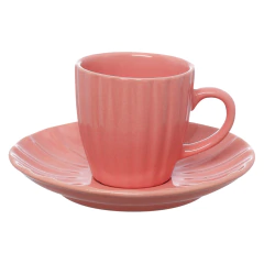 Conjunto Café Bella Rosa 90ml 4 Xicaras e 4 Pires Hauskraft (6427) - Donamora