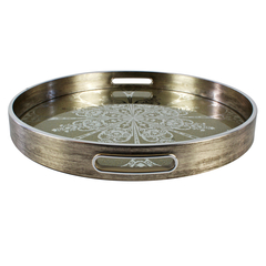 Conj. C/ 2 Bandejas Decorativas Espelhadas Mod. Mandala Verito (2779) - Donamora