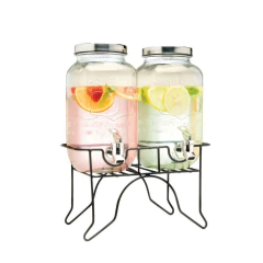 SUQUEIRA DUPLA VIDRO 10 LITROS COM SUPORTE KIT CONJUNTO DISPENSER REFRESQUEIRA A