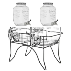 SUQUEIRA DUPLA VIDRO 10 LITROS COM SUPORTE KIT CONJUNTO DISPENSER REFRESQUEIRA A - comprar online