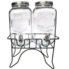 SUQUEIRA DUPLA VIDRO 10 LITROS COM SUPORTE KIT CONJUNTO DISPENSER REFRESQUEIRA A - Donamora