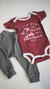 Conjunto body rojo y pantalón largo gris - comprar online