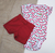 Conjunto body cerezas grandes y pantalon rojo