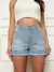 Shorts Jeans Feminino Detalhes Rasgados Puídos Moda Verão Fashion