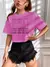 Imagem do Cropped Oversize Com Strass Padrão de Letra Camiseta Crop