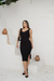 Vestido Canelado Longo com Fenda Lateral Decote V - loja online