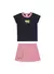 Conjunto infantil para menina marca Alenice Blusa Azul e short saia rosa - Luna Store