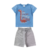 Conjunto infantil para menino de verão marca Alenice Camiseta Azul e shorts Cinza estampa de dinossauro - comprar online