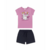 Conjunto infantil Menina Marca Alenice Camiseta Rosa e shorts Azul em Algodão estampa de coelhinho