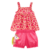 Conjunto infantil menina Kyly Blusa de alcinha rosa e shorts rosa com estampa de girafa