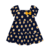 Vestido infantil de verão para menina da Kyly na cor Azul com estampa de laços amarelo