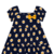 Vestido infantil de verão para menina da Kyly na cor Azul com estampa de laços amarelo na internet