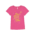 Camiseta Infantil Menina da Cativa em algodão com estampa frontal de Girafa na Cor Rosa