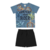 Conjunto infantil menino Elian Camiseta na cor azul estampa de bicicleta e bermuda na cor preto - Luna Store