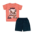 Conjunto infantil para menino da Elian Camiseta laranja com estampa de skate e bermuda Azul marinho em algodão