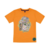 Conjunto infantil para menino da Cativa Camiseta laranja com estampa que brilha no escuro e bermuda azul marinho - Luna Store