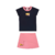 Conjunto infantil para menina marca Alenice Blusa Azul e short saia rosa