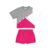 Conjunto infantil menina com shorts saia na cor Rosa marca Alenice