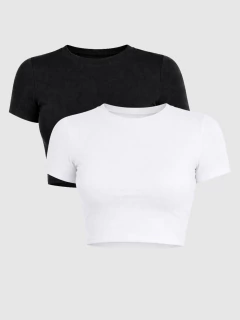 Kit 2 Croppeds Manga Curta