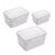 CONJUNTO 3 POTES PLASTICOS HERMETICOS COM CESTO ESCORREDOR LYOR